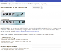 reCAPTCHA UBB.threads Settings